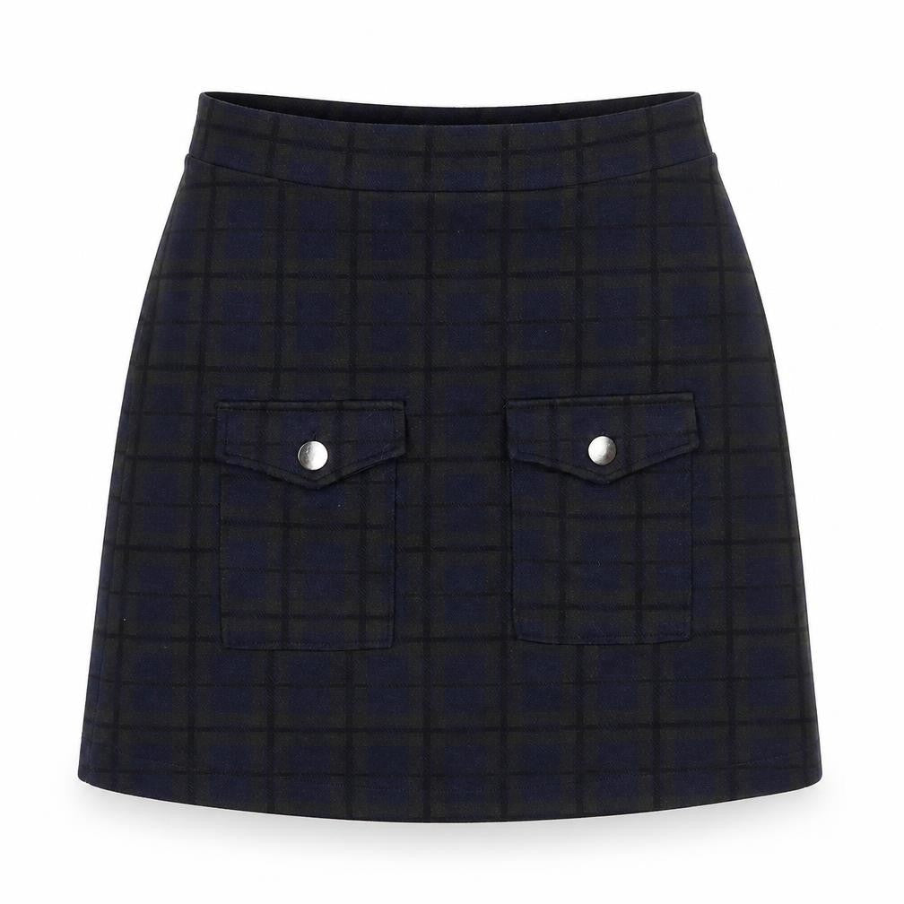 NEXT Womens Blue Plaid Cotton A-Line Skirt Size 8