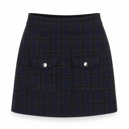 Next Womens Blue Plaid Cotton A-Line Skirt Size 8