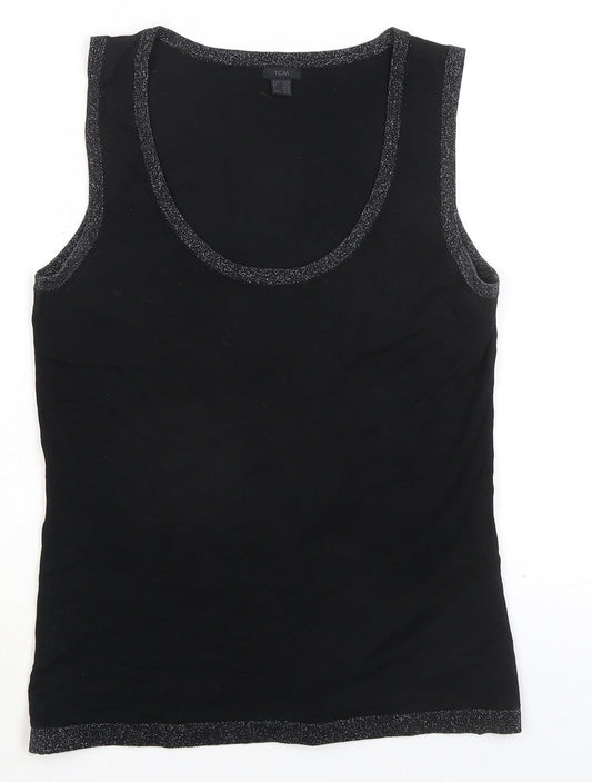 TCM Womens Black Viscose Basic Tank Size 10 Scoop Neck - Size 10-12