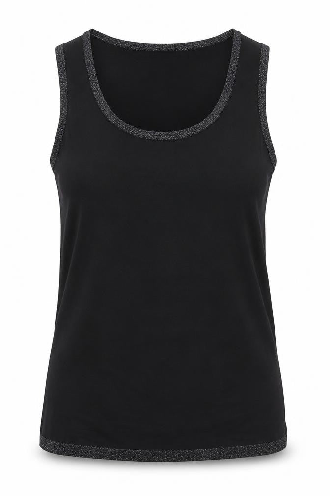 TCM Womens Black Viscose Basic Tank Size 10 Scoop Neck - Size 10-12