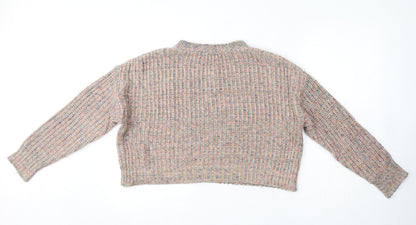 Back view of BDG women’s pink round neck acrylic jumper, size S