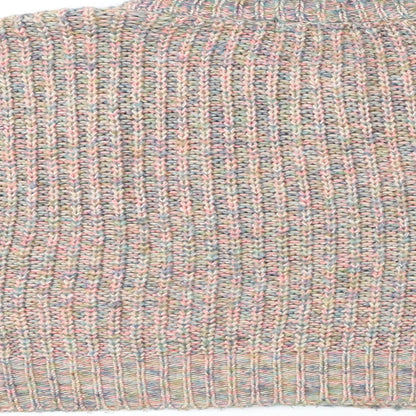 Brand and care label for BDG women’s pink round neck acrylic jumper, size S