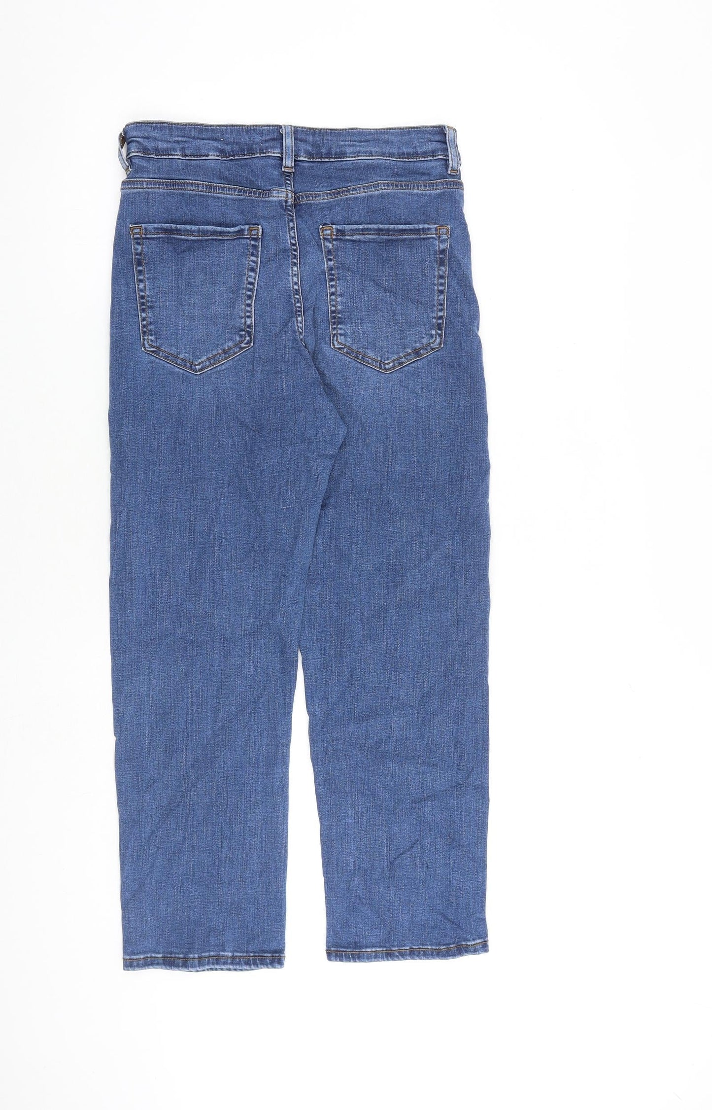 Per Una Womens Blue Cotton Straight Jeans Size 28 in L26 in Regular Zip