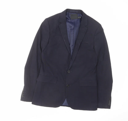 Additional front view of ASOS men’s blue polyester jacket suit jacket, size 36, regular