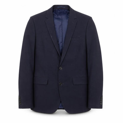 Front view of ASOS men’s blue polyester jacket suit jacket, size 36, regular
