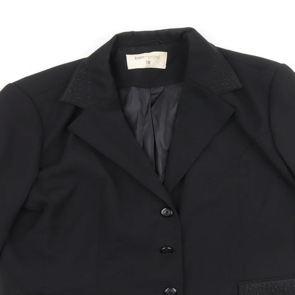 Bonmarché Womens Black Polyester Jacket Blazer Size 18