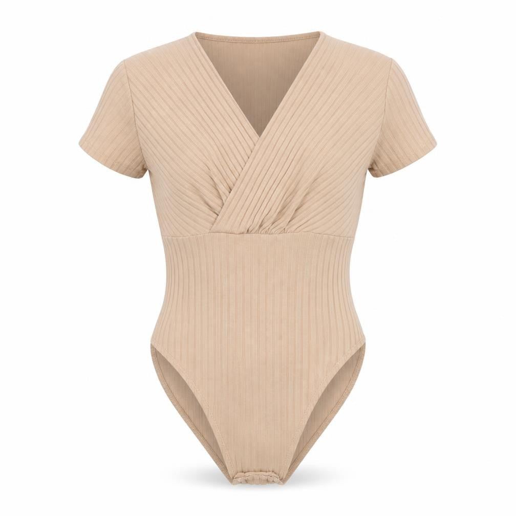 Quiz Womens Beige Polyester Playsuit One-Piece Size 8 Button - Ribbed