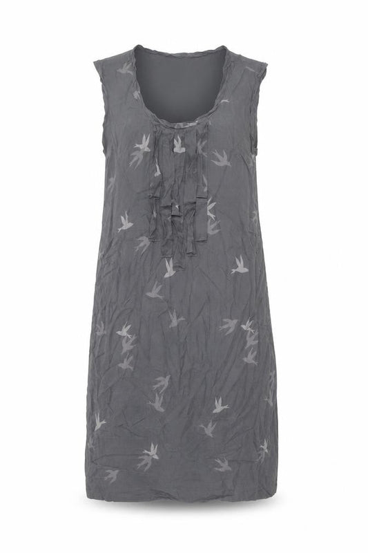Gap Womens Grey Geometric Cotton Tank Dress Size S Scoop Neck Pullover - Birds Print