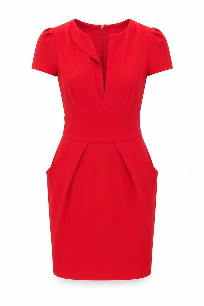 ASOS Womens Red Acrylic Shift Size 10 V-Neck Zip