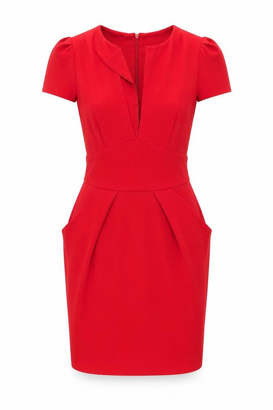 ASOS Womens Red Acrylic Shift Size 10 V-Neck Zip