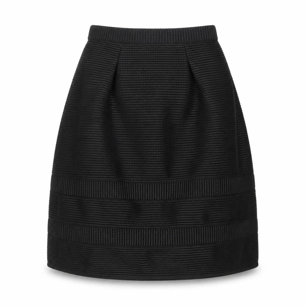 Warehouse Womens Black Striped Polyester Tulip Skirt Size 10 Zip