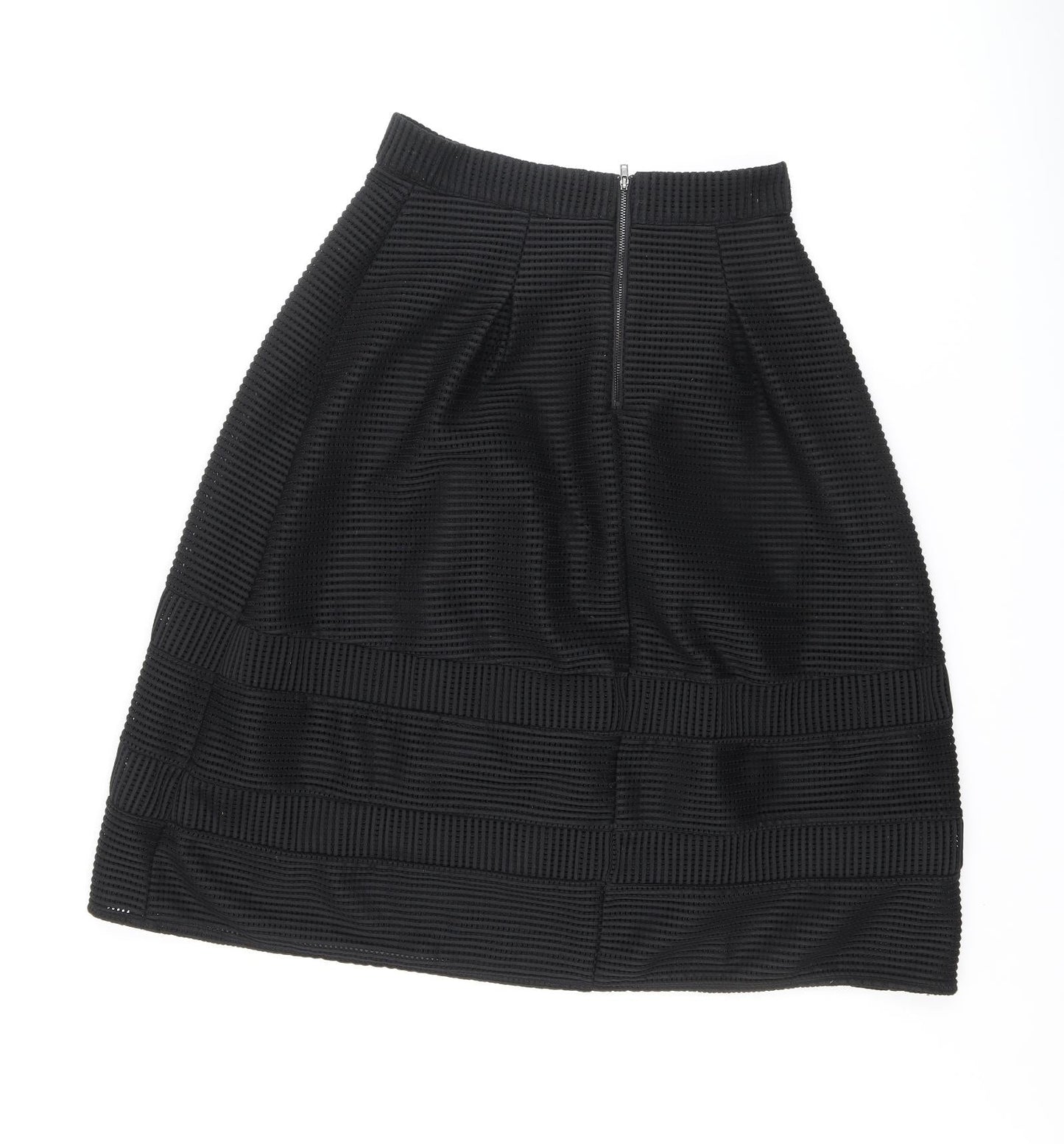 Warehouse Womens Black Striped Polyester Tulip Skirt Size 10 Zip