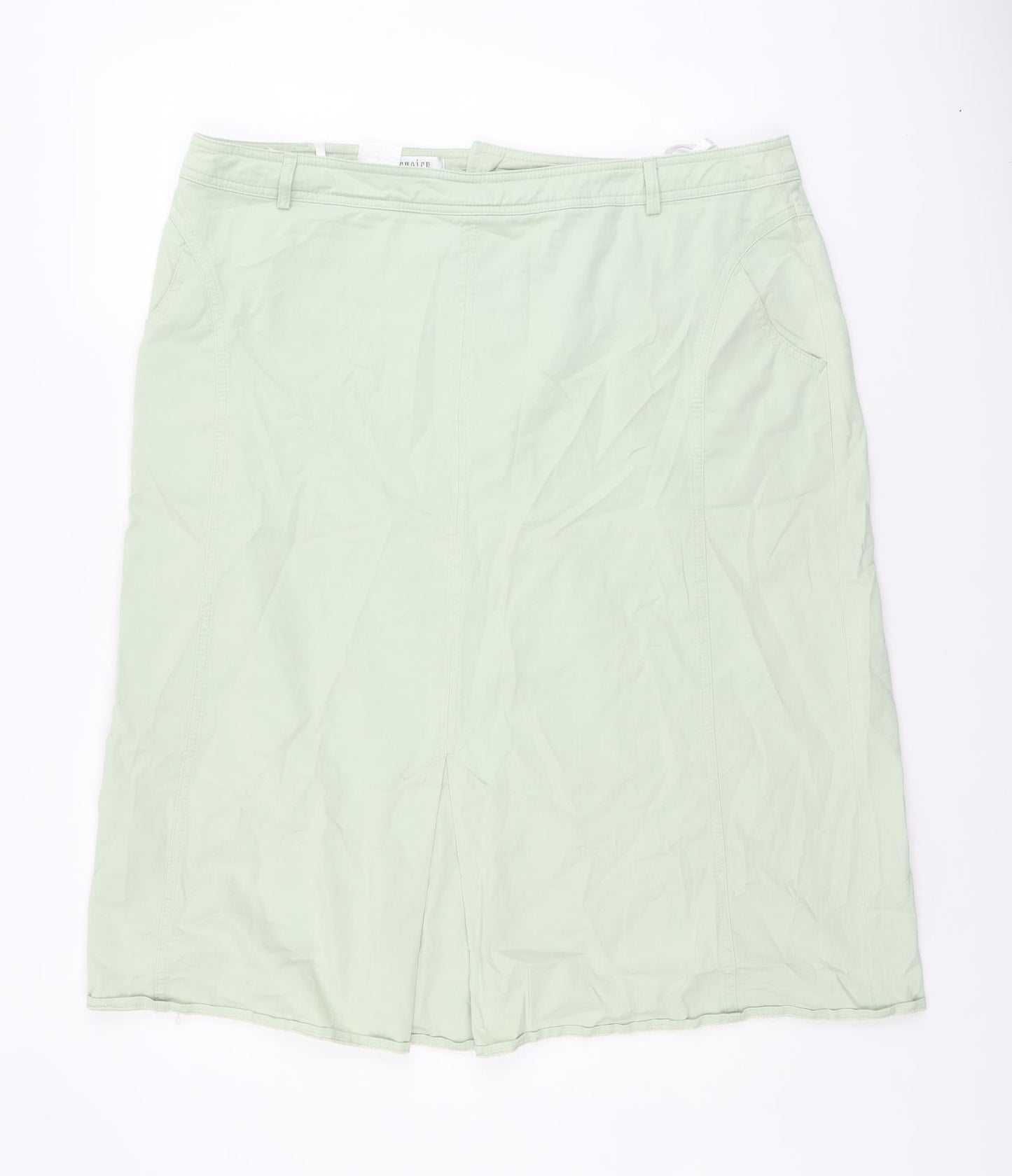 Steilmann Womens Green Cotton A-Line Skirt Size 18 Zip