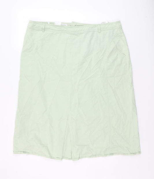 Steilmann Womens Green Cotton A-Line Skirt Size 18 Zip