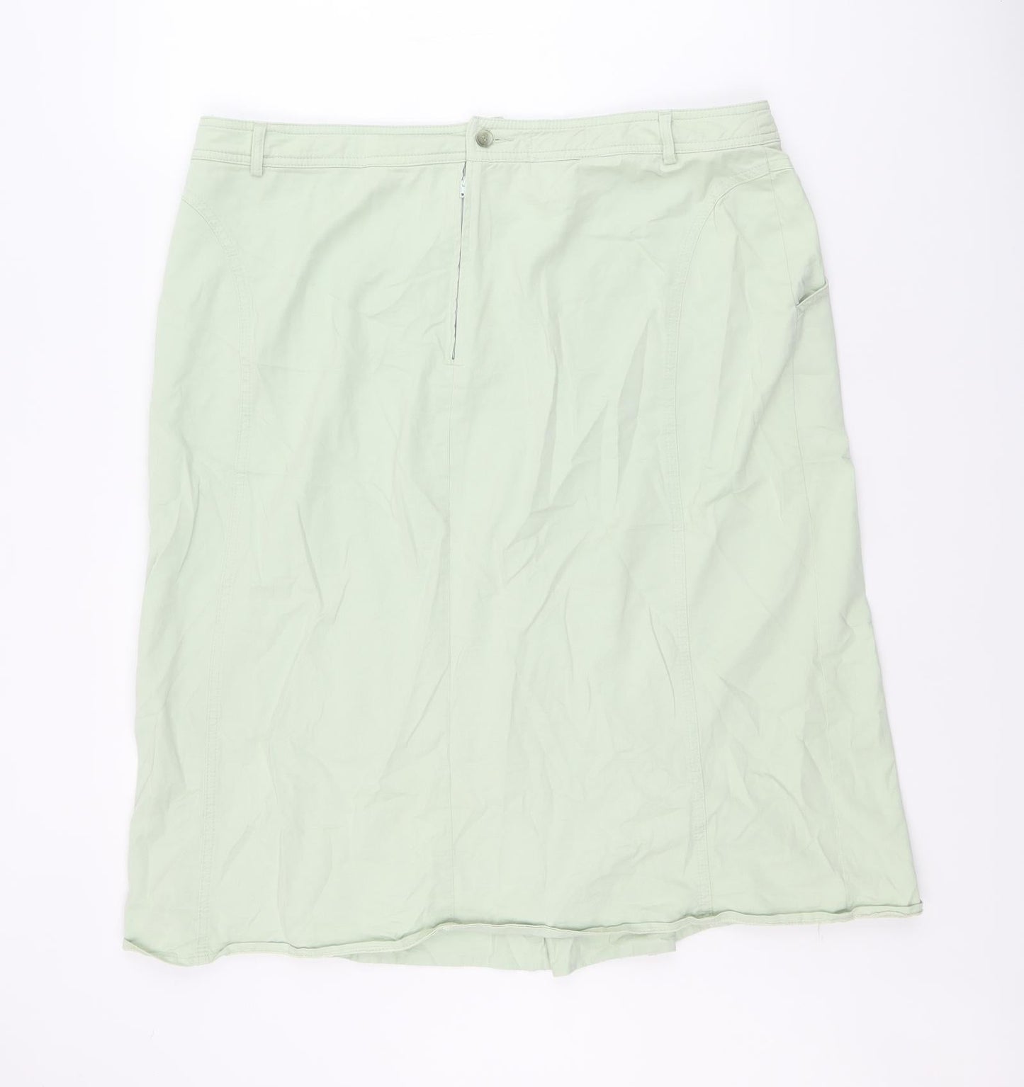 Steilmann Womens Green Cotton A-Line Skirt Size 18 Zip