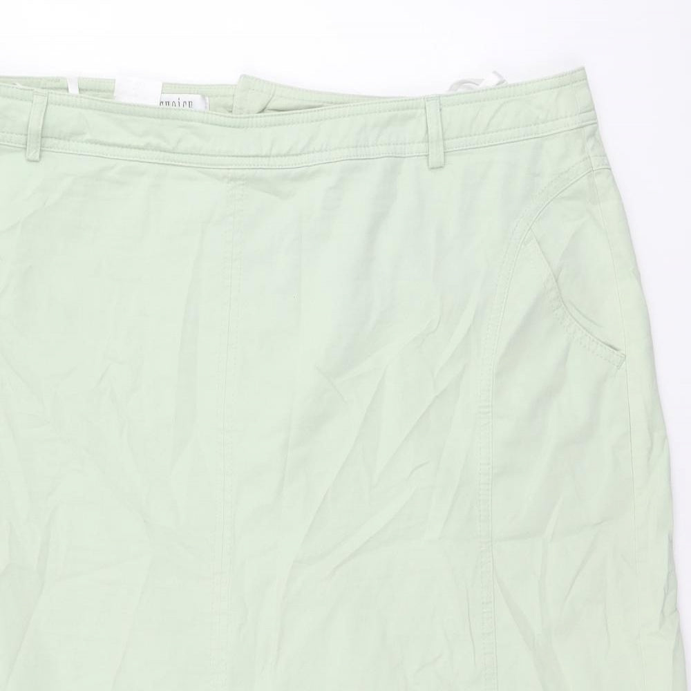 Steilmann Womens Green Cotton A-Line Skirt Size 18 Zip
