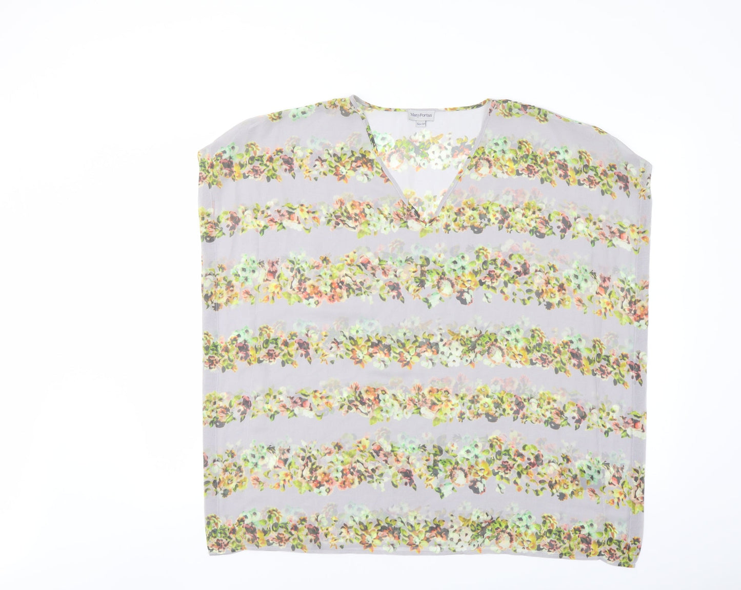Mary Portas Womens Grey Floral Polyester Basic Blouse Size 10 V-Neck