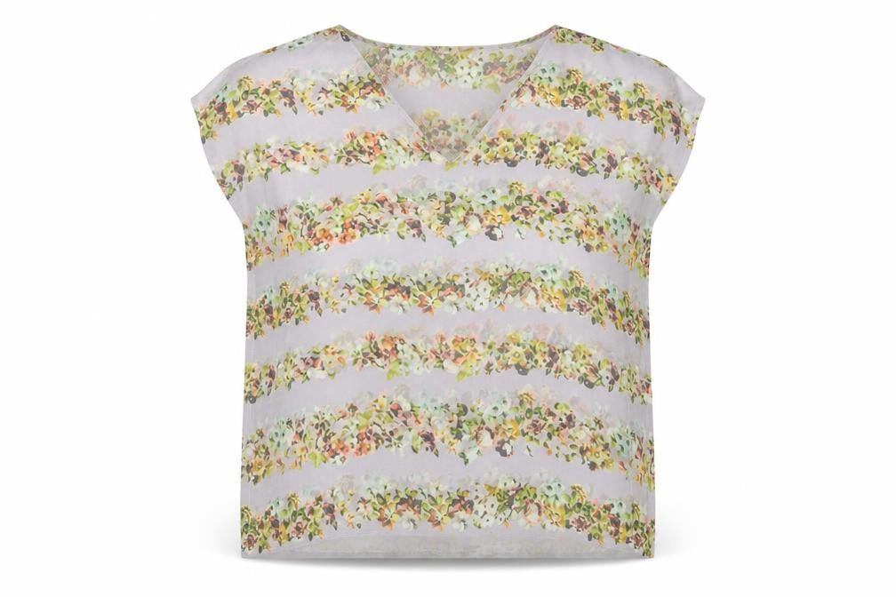 Mary Portas Womens Grey Floral Polyester Basic Blouse Size 10 V-Neck