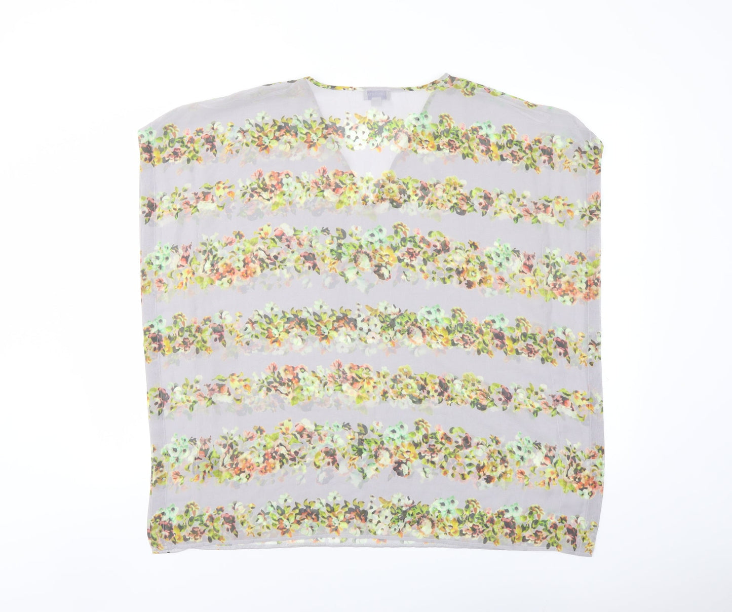 Mary Portas Womens Grey Floral Polyester Basic Blouse Size 10 V-Neck