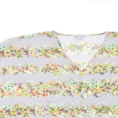 Mary Portas Womens Grey Floral Polyester Basic Blouse Size 10 V-Neck