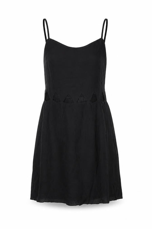 H&M Womens Black Viscose Slip Dress Size 8 Round Neck Zip