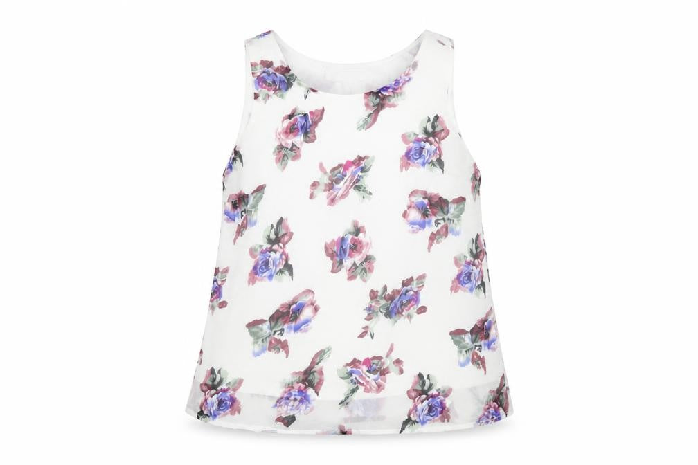 Glamorous Womens Multicoloured Floral Polyester Basic Tank Size S Round Neck