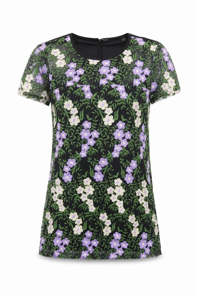 Dorothy Perkins Womens Multicoloured Floral Polyester Basic T-Shirt Size 10 Round Neck
