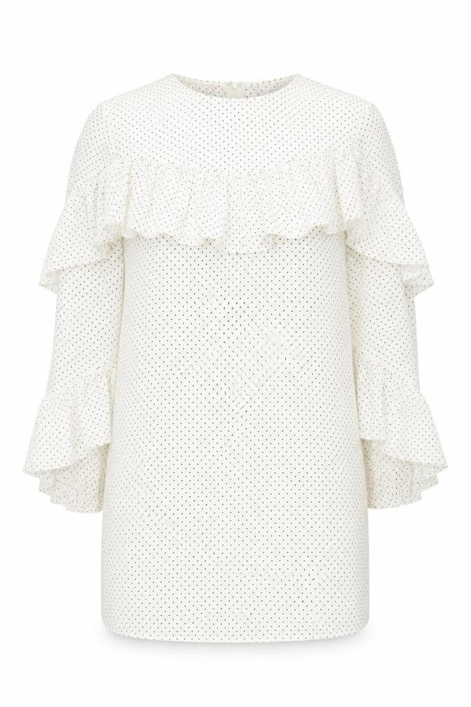 Glamorous Womens Ivory Polka Dot Polyester Sheath Size 10 Round Neck Zip