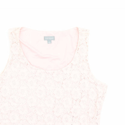 Suzanne Grae Womens Pink Nylon Basic Tank Size L Scoop Neck