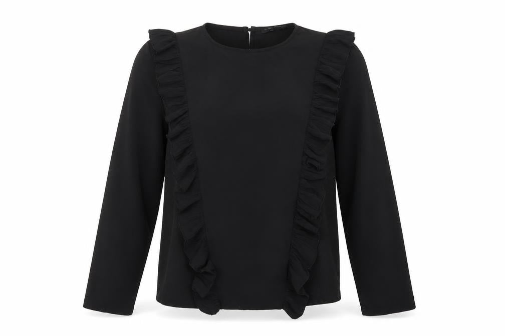 Select Womens Black Polyester Basic T-Shirt Size 14 Round Neck