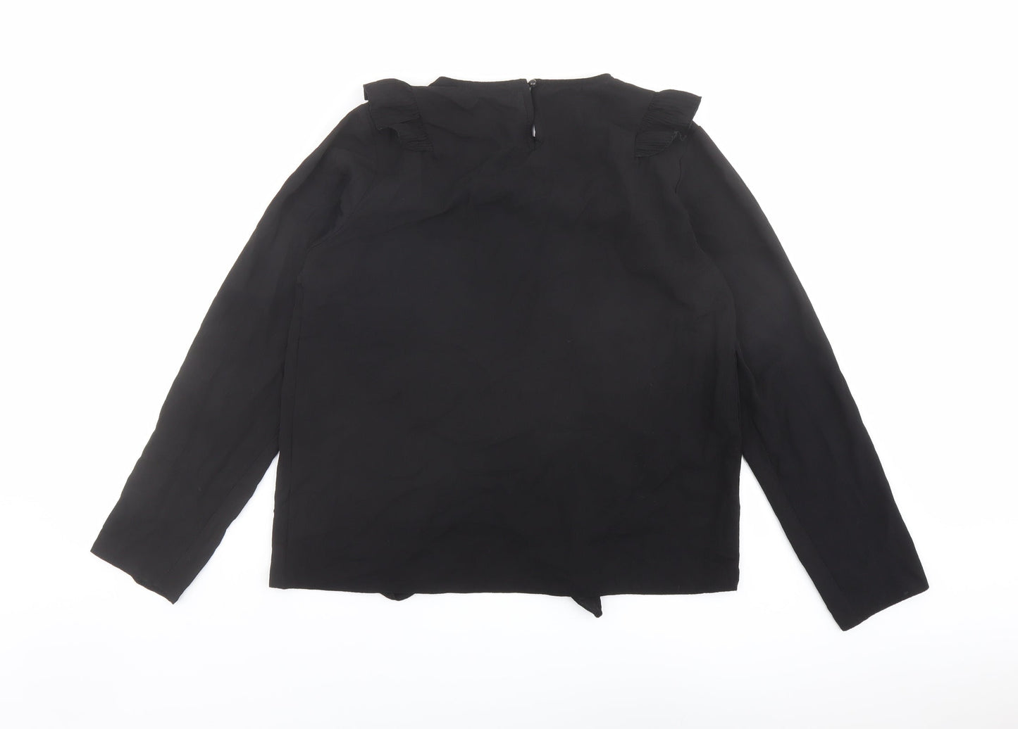 Select Womens Black Polyester Basic T-Shirt Size 14 Round Neck