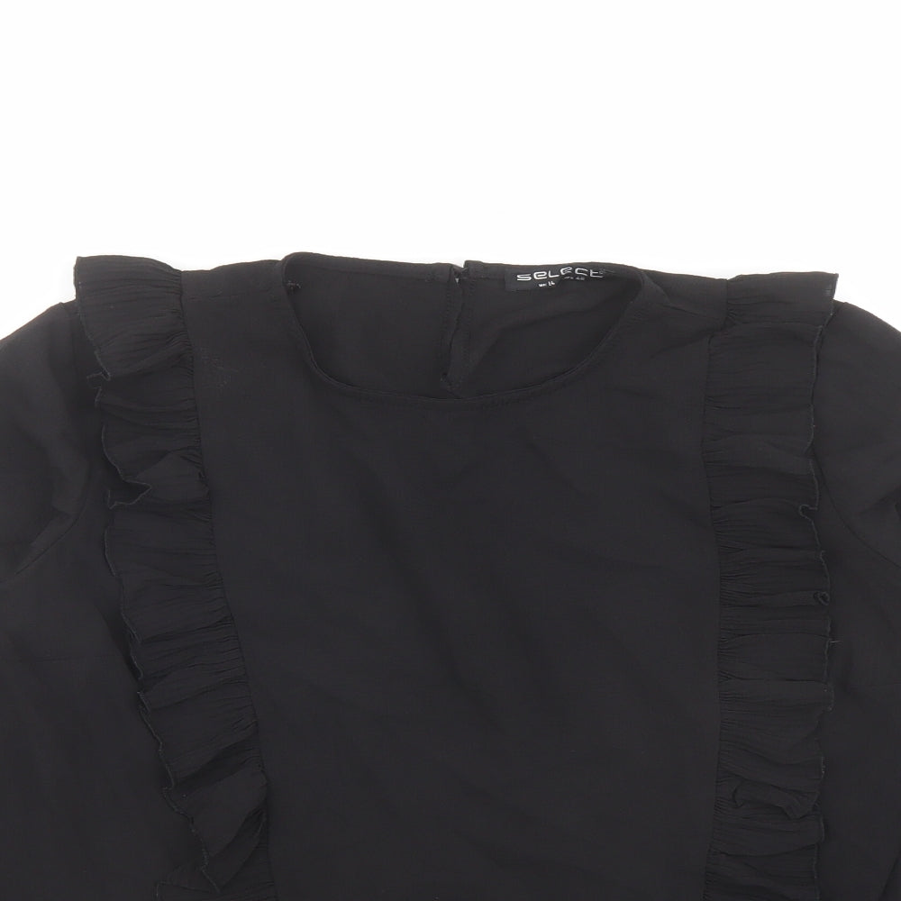 Select Womens Black Polyester Basic T-Shirt Size 14 Round Neck