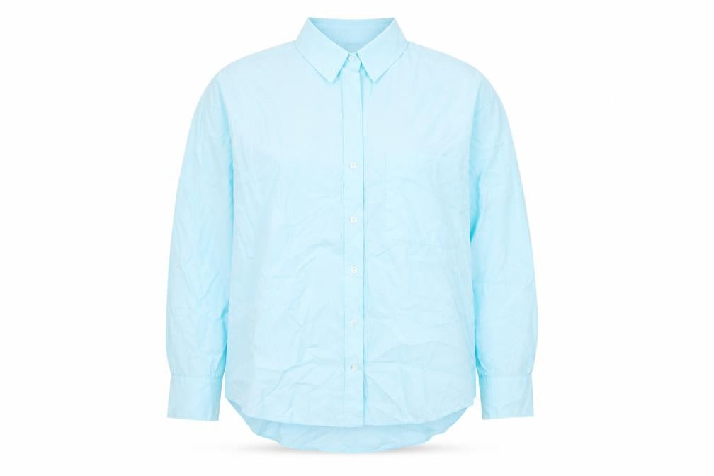 Zara Womens Blue Cotton Basic Button-Up Size S Collared