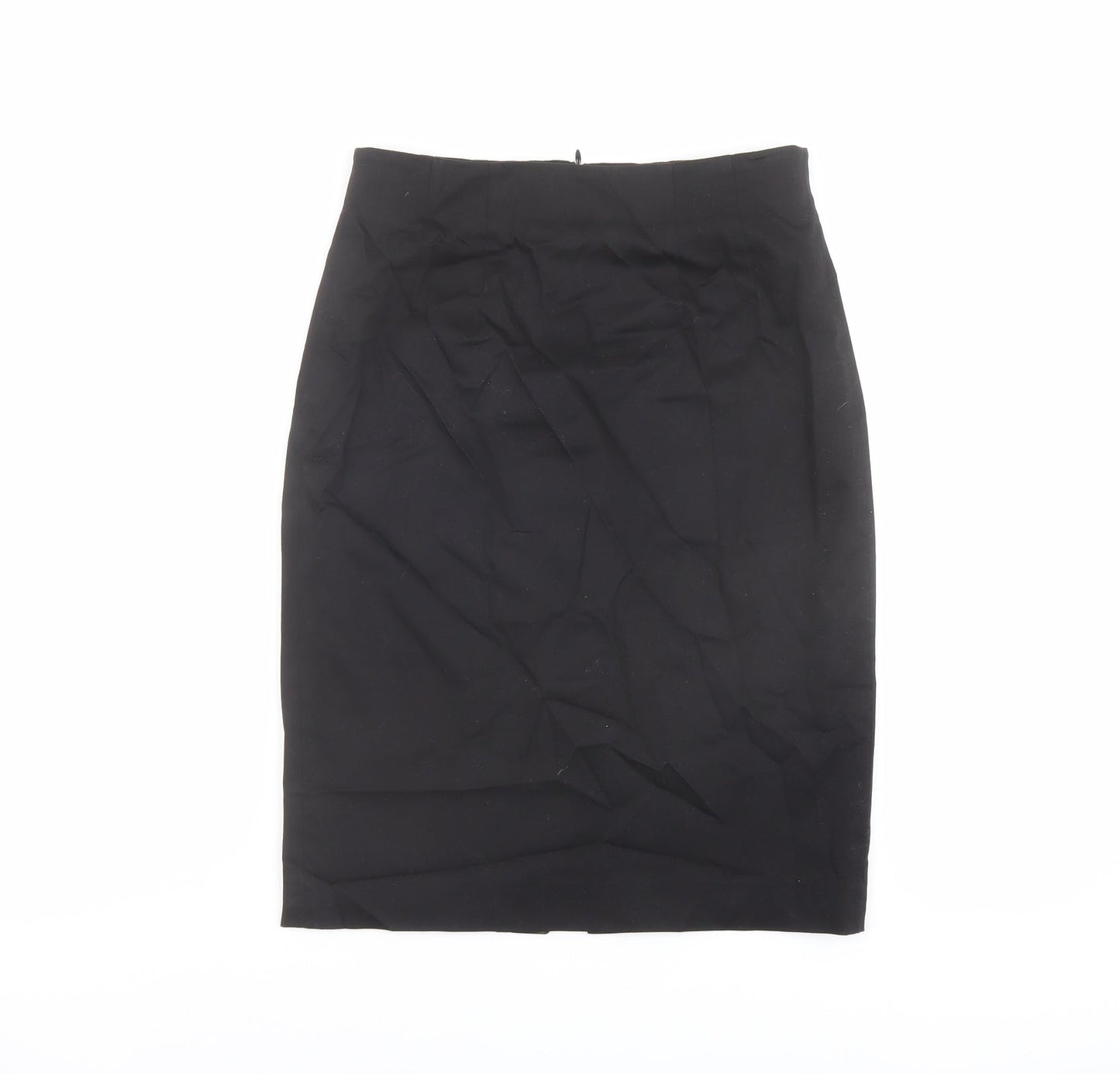 Zara Womens Black Cotton Straight & Pencil Skirt Size 8 Zip