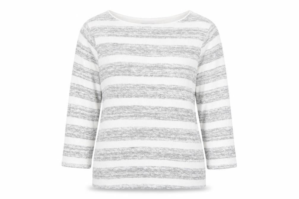 Phase Eight Womens Grey Round Neck Striped Polyester Pullover Jumper Size 10