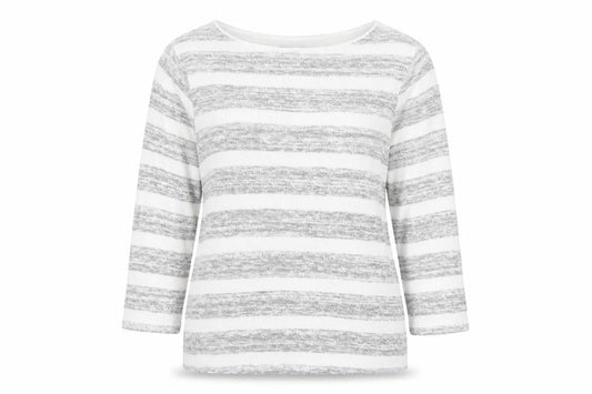 Phase Eight Womens Grey Round Neck Striped Polyester Pullover Jumper Size 10