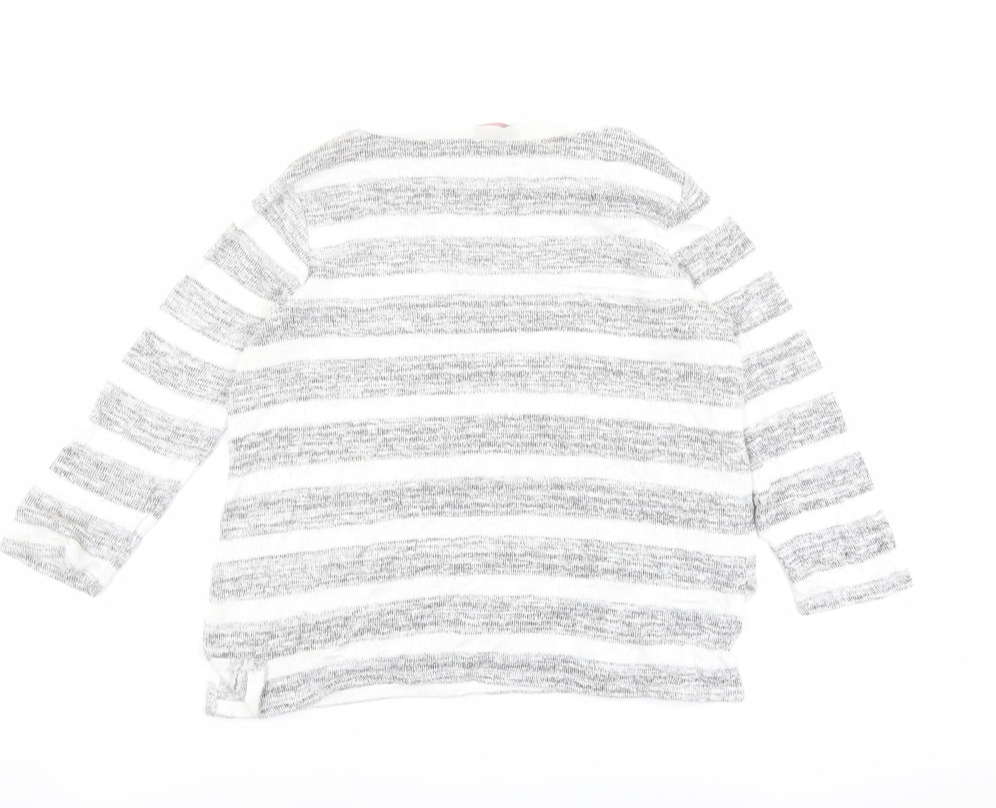 Phase Eight Womens Grey Round Neck Striped Polyester Pullover Jumper Size 10
