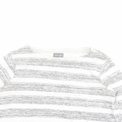 Phase Eight Womens Grey Round Neck Striped Polyester Pullover Jumper Size 10