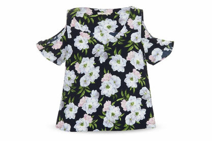 Oasis Womens Multicoloured Floral Polyester Basic Blouse Size 10 V-Neck - Cold Shoulder