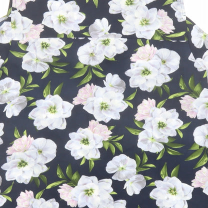 Oasis Womens Multicoloured Floral Polyester Basic Blouse Size 10 V-Neck - Cold Shoulder