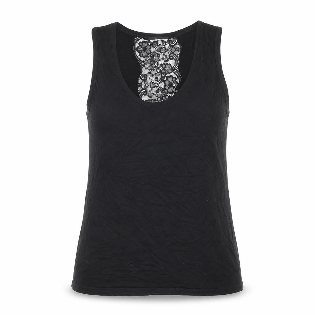 Warehouse Womens Black Viscose Basic Tank Size 10 Round Neck