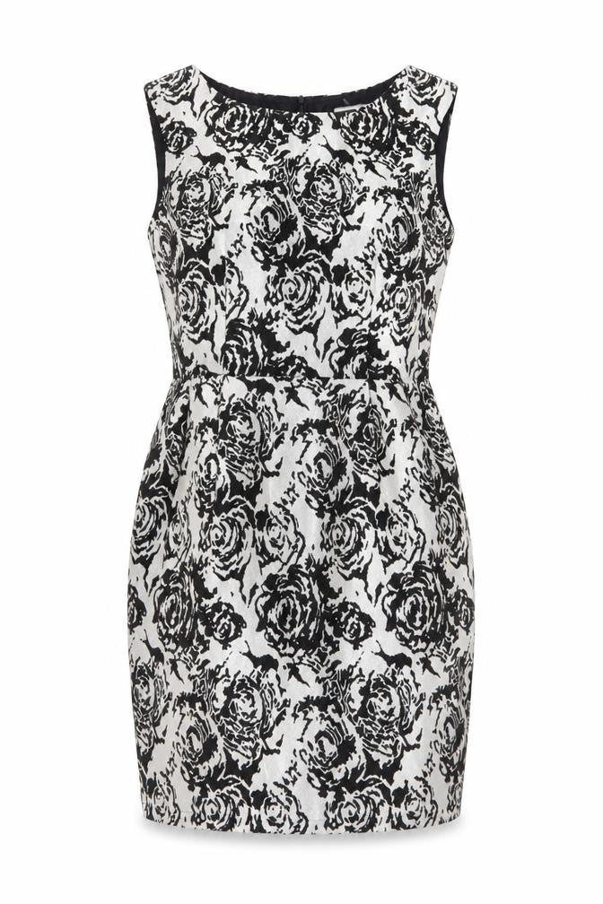 Glamorous Womens Black Floral Cotton Shift Size 10 Round Neck Zip