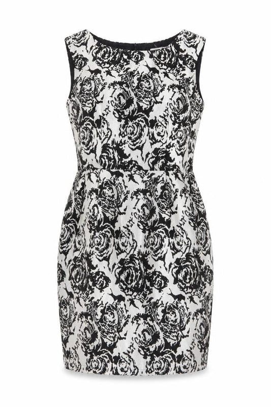 Glamorous Womens Black Floral Cotton Shift Size 10 Round Neck Zip