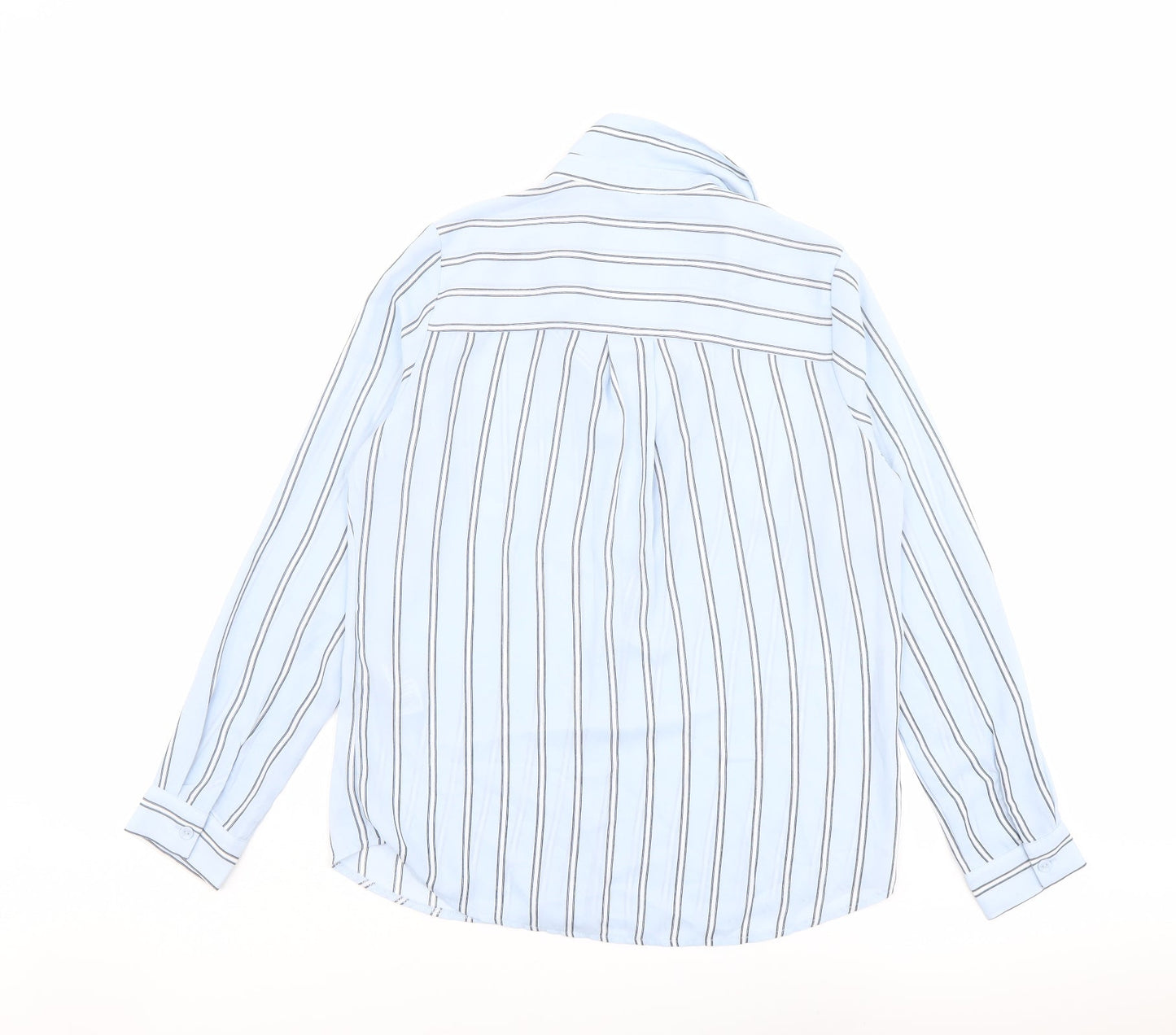 New Look Womens Blue Striped Polyester Basic Button-Up Size 10 Collared