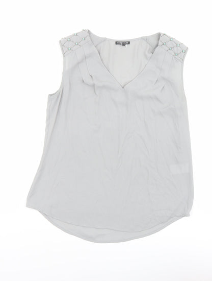 Warehouse Womens Grey Polyester Basic Blouse Size M V-Neck