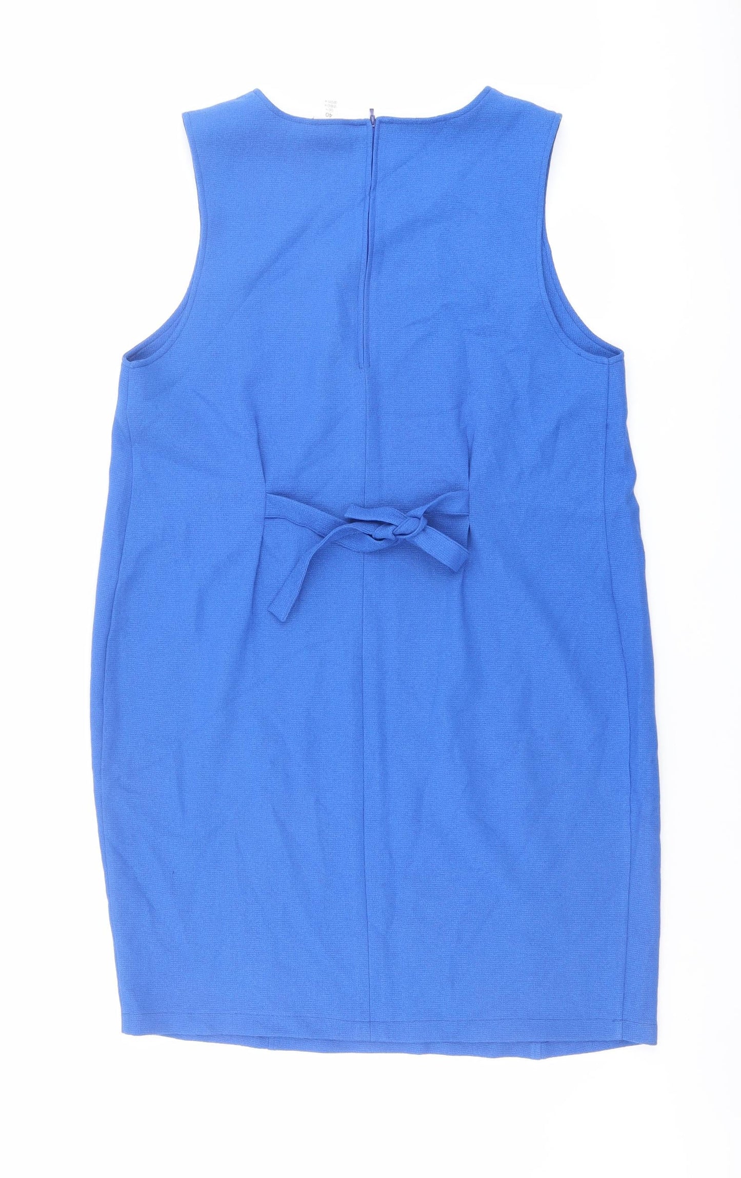 Yessica Womens Blue Polyester Tank Dress Size 14 Round Neck Zip