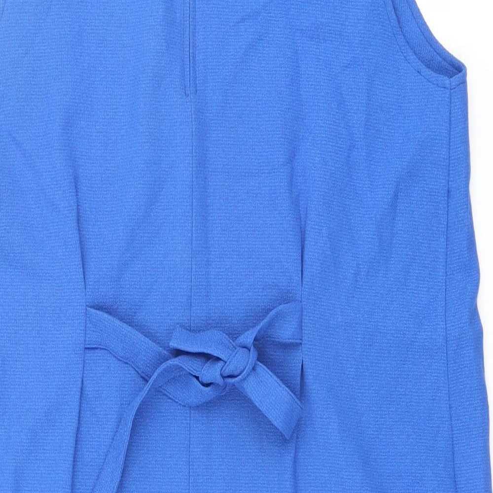 Yessica Womens Blue Polyester Tank Dress Size 14 Round Neck Zip