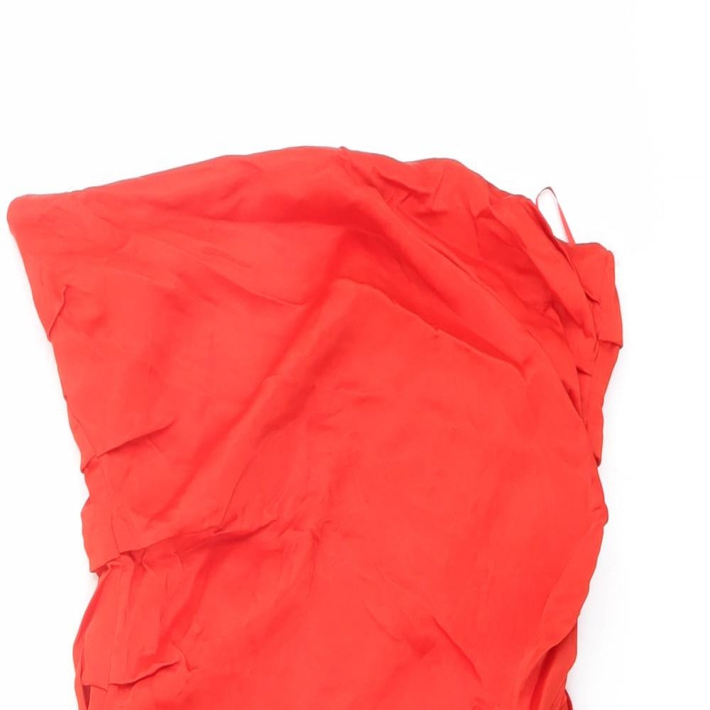 Zara Womens Red Polyester Mini Size M Off the Shoulder Zip