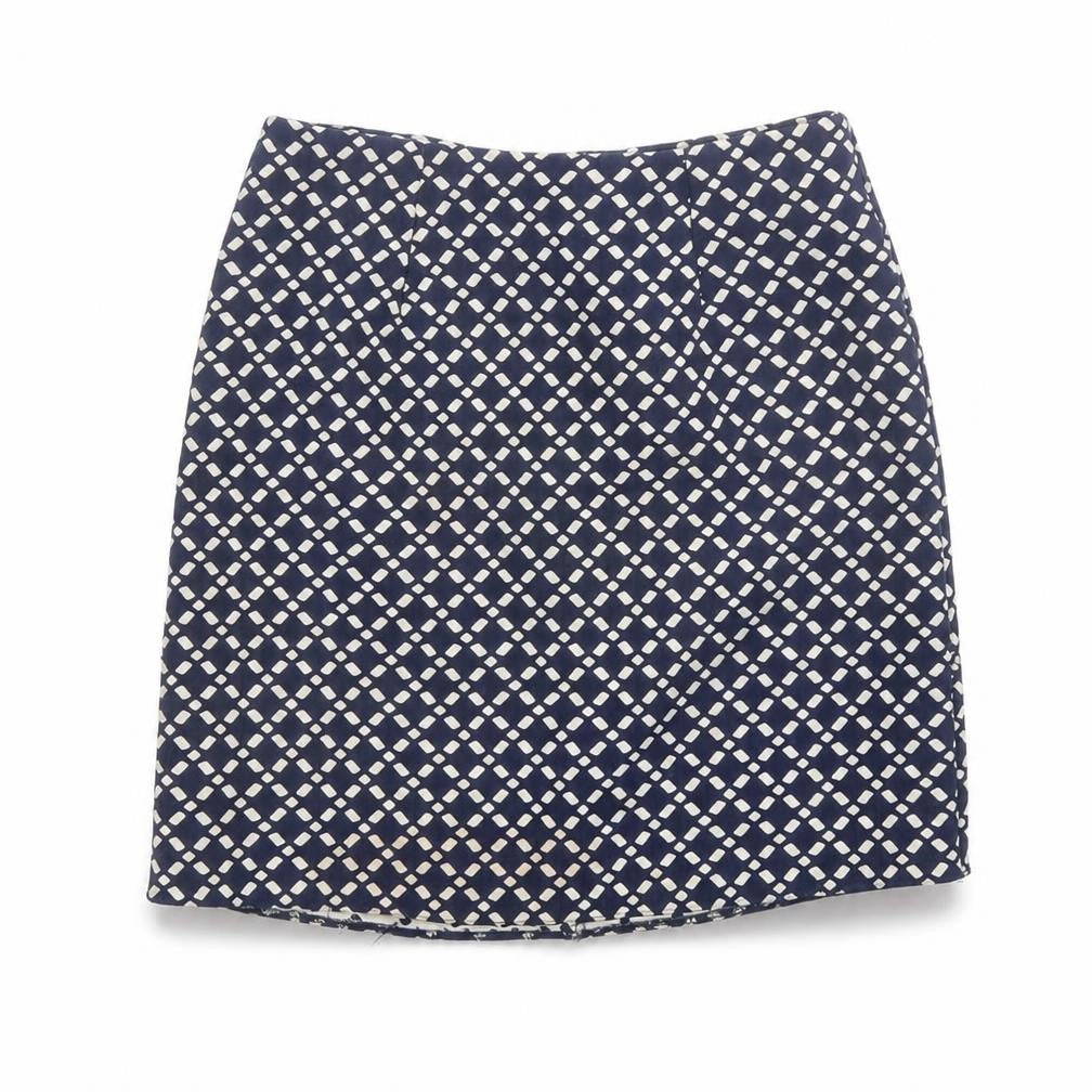 New Look Womens Blue Geometric Polyester A-Line Skirt Size 6 Zip