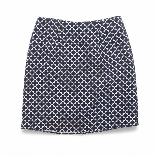 New Look Womens Blue Geometric Polyester A-Line Skirt Size 6 Zip